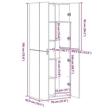 Credenza Bianca 70x42,5x185 cm in Legno Multistrato - homemem39