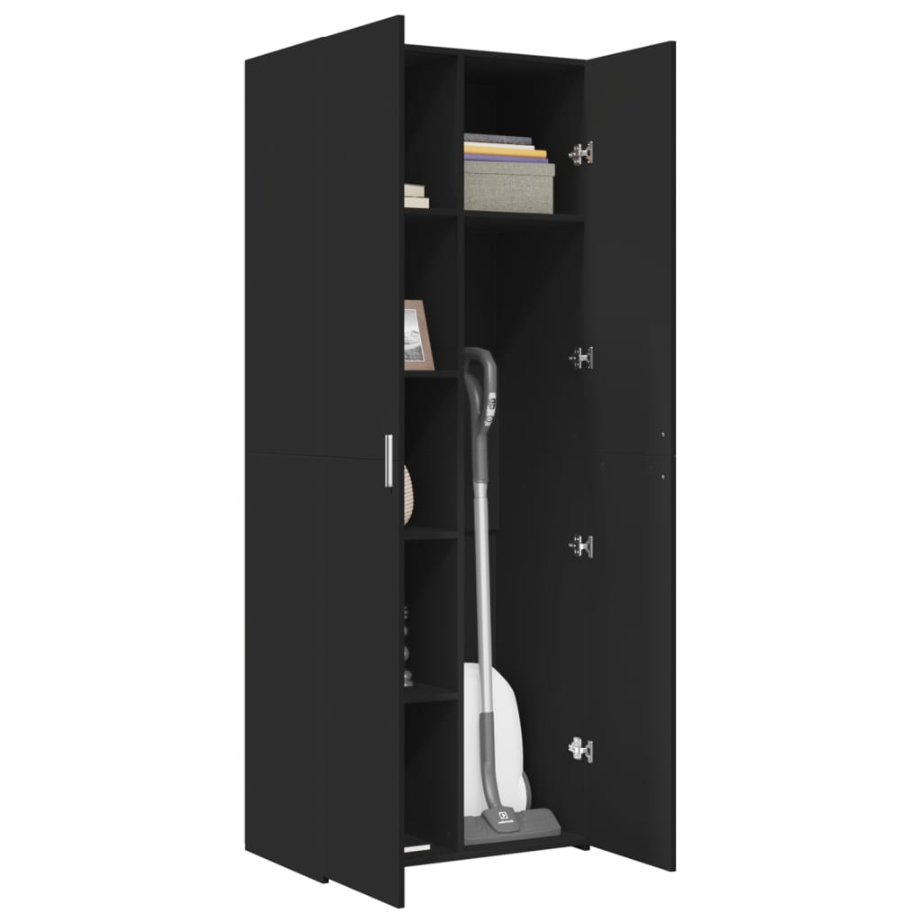 Credenza Nera 70x42,5x185 cm in Legno Multistrato - homemem39