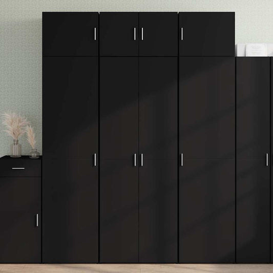 Credenza Nera 70x42,5x185 cm in Legno Multistrato - homemem39