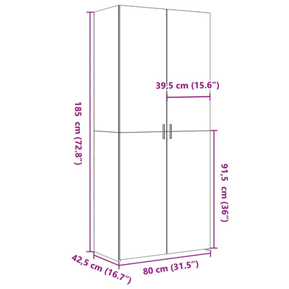 Credenza Grigio Cemento 80x42,5x185 cm in Legno Multistrato