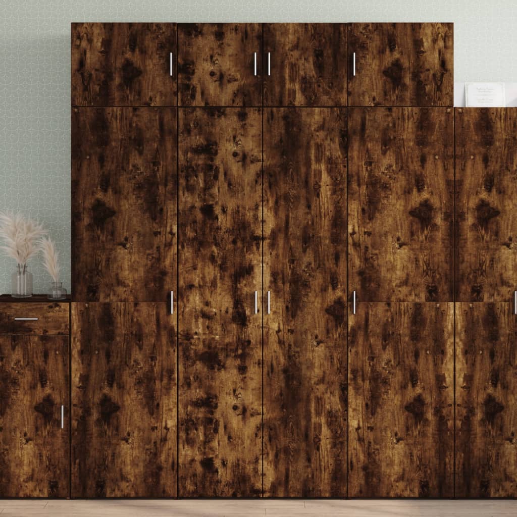 Credenza Rovere Fumo 80x42,5x185 cm in Legno Multistrato