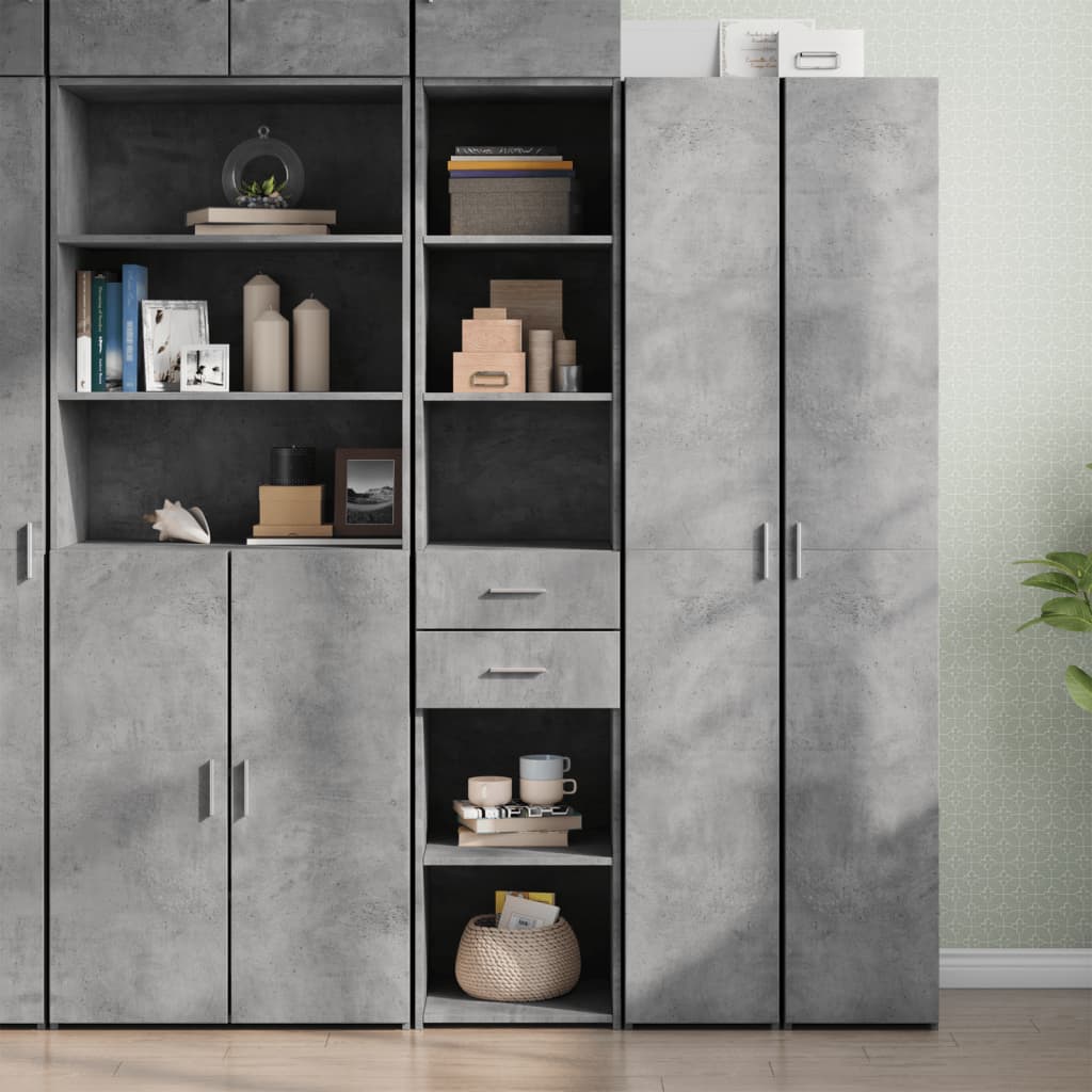 Credenza Grigio Cemento 40x42,5x185 cm in Legno Multistrato