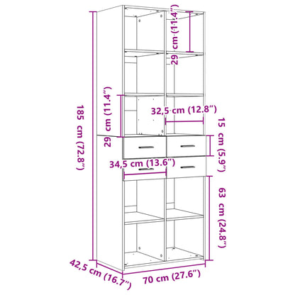 Credenza Rovere Sonoma 70x42,5x185 cm in Legno Multistrato