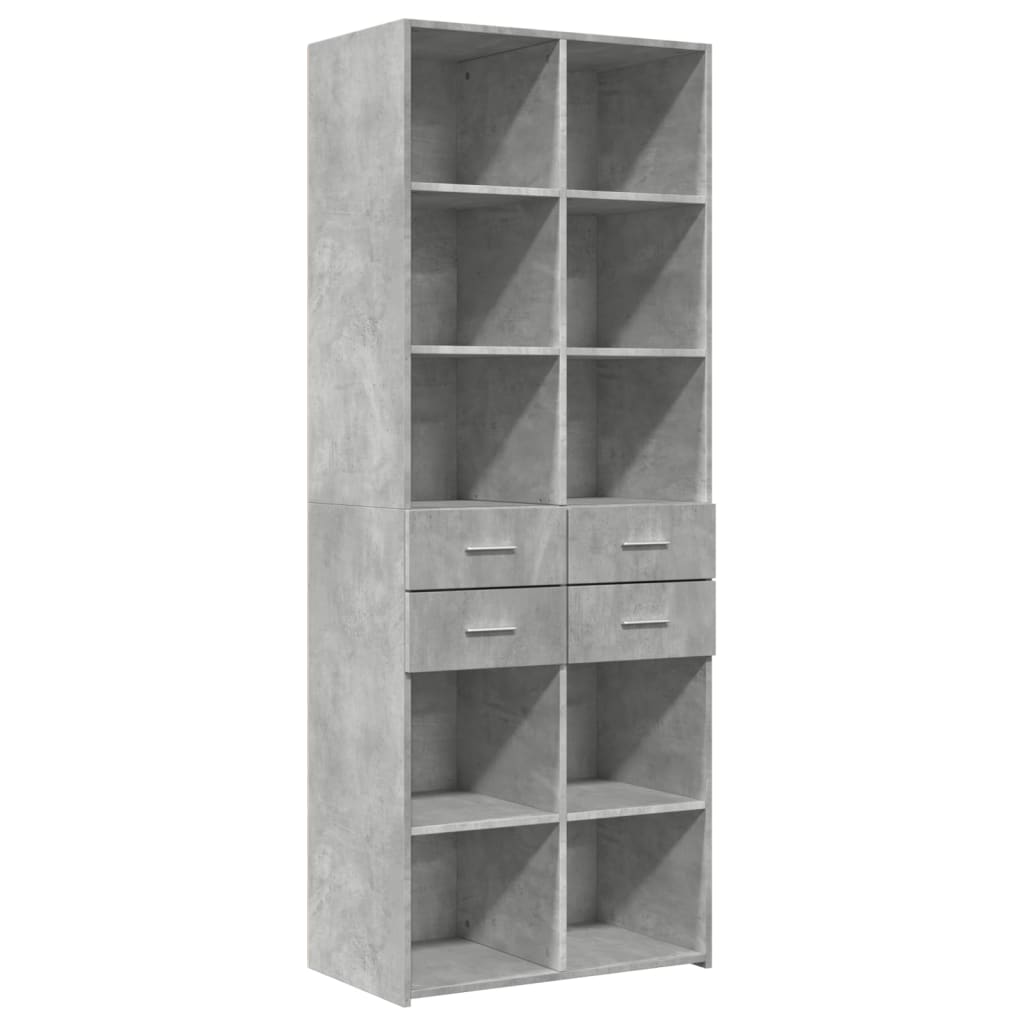 Credenza Grigio Cemento 70x42,5x185 cm in Legno Multistrato