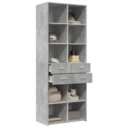 Credenza Grigio Cemento 70x42,5x185 cm in Legno Multistrato