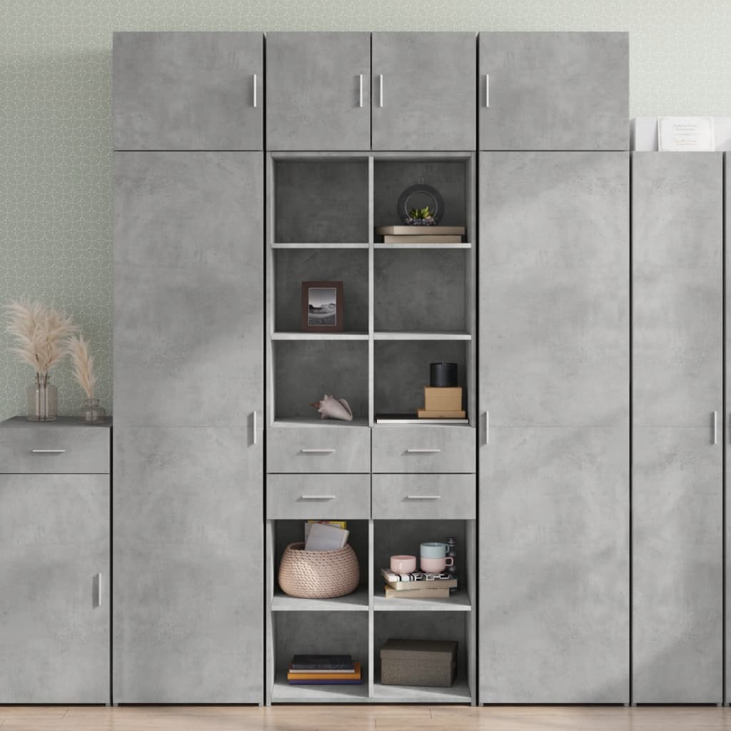 Credenza Grigio Cemento 70x42,5x185 cm in Legno Multistrato