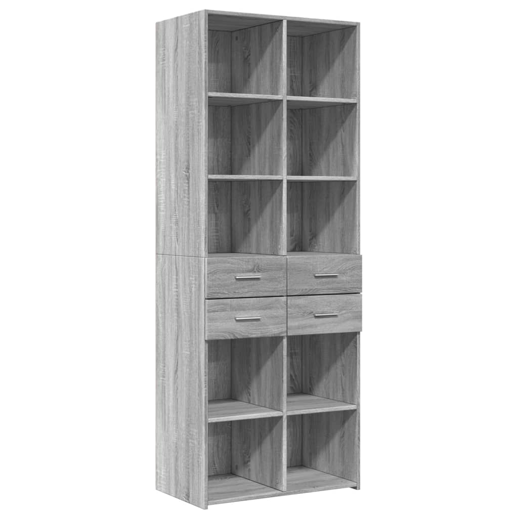 Credenza Grigio Sonoma 70x42,5x185 cm in Legno Multistrato