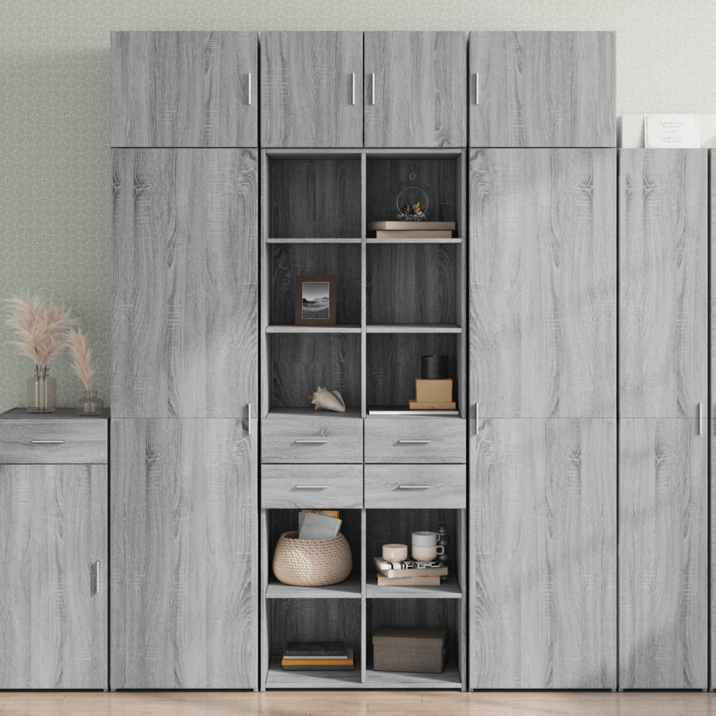 Credenza Grigio Sonoma 70x42,5x185 cm in Legno Multistrato