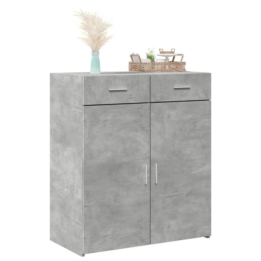 Credenza Grigio Cemento 80x42,5x93 cm in Legno Multistrato