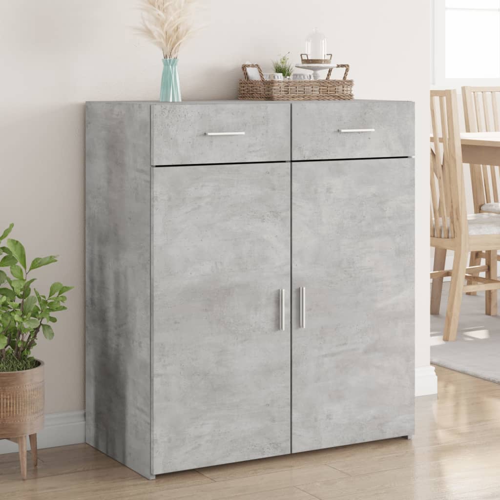 Credenza Grigio Cemento 80x42,5x93 cm in Legno Multistrato