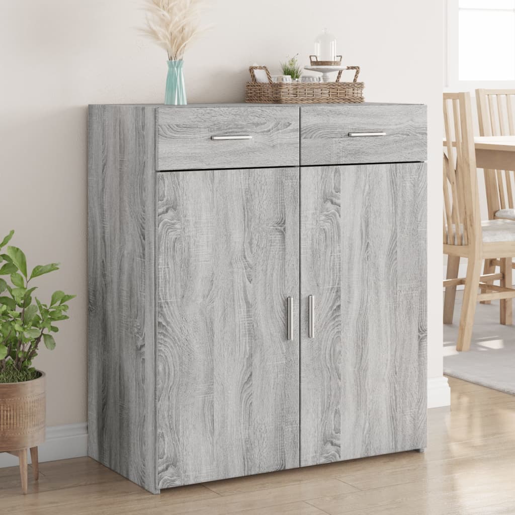 Credenza Grigio Sonoma 80x42,5x93 cm in Legno Multistrato