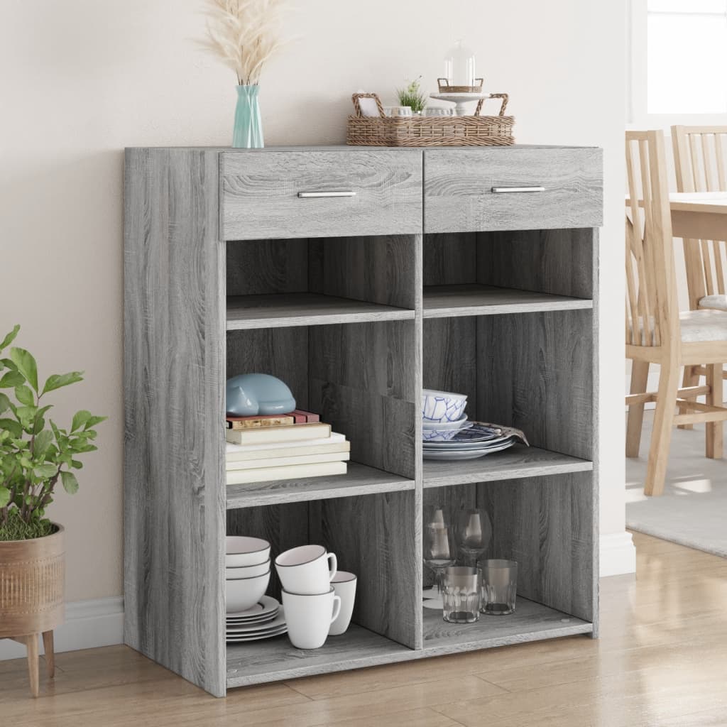 Credenza Grigio Sonoma 80x42,5x93 cm in Legno Multistrato