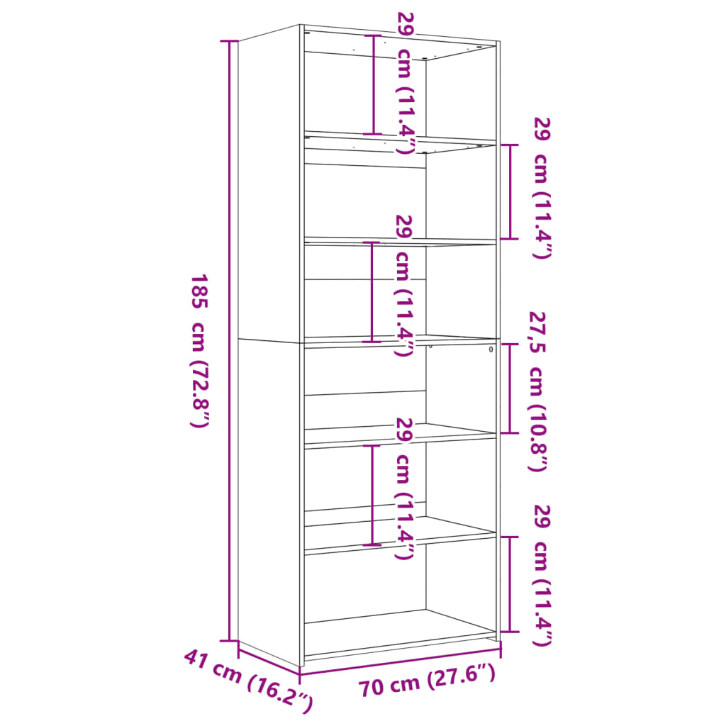 Credenza Bianca 70x41x185 cm in Legno Multistrato