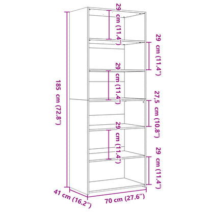 Credenza Nera 70x41x185 cm in Legno Multistrato