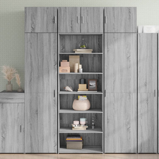 Credenza Grigio Sonoma 70x41x185 cm in Legno Multistrato