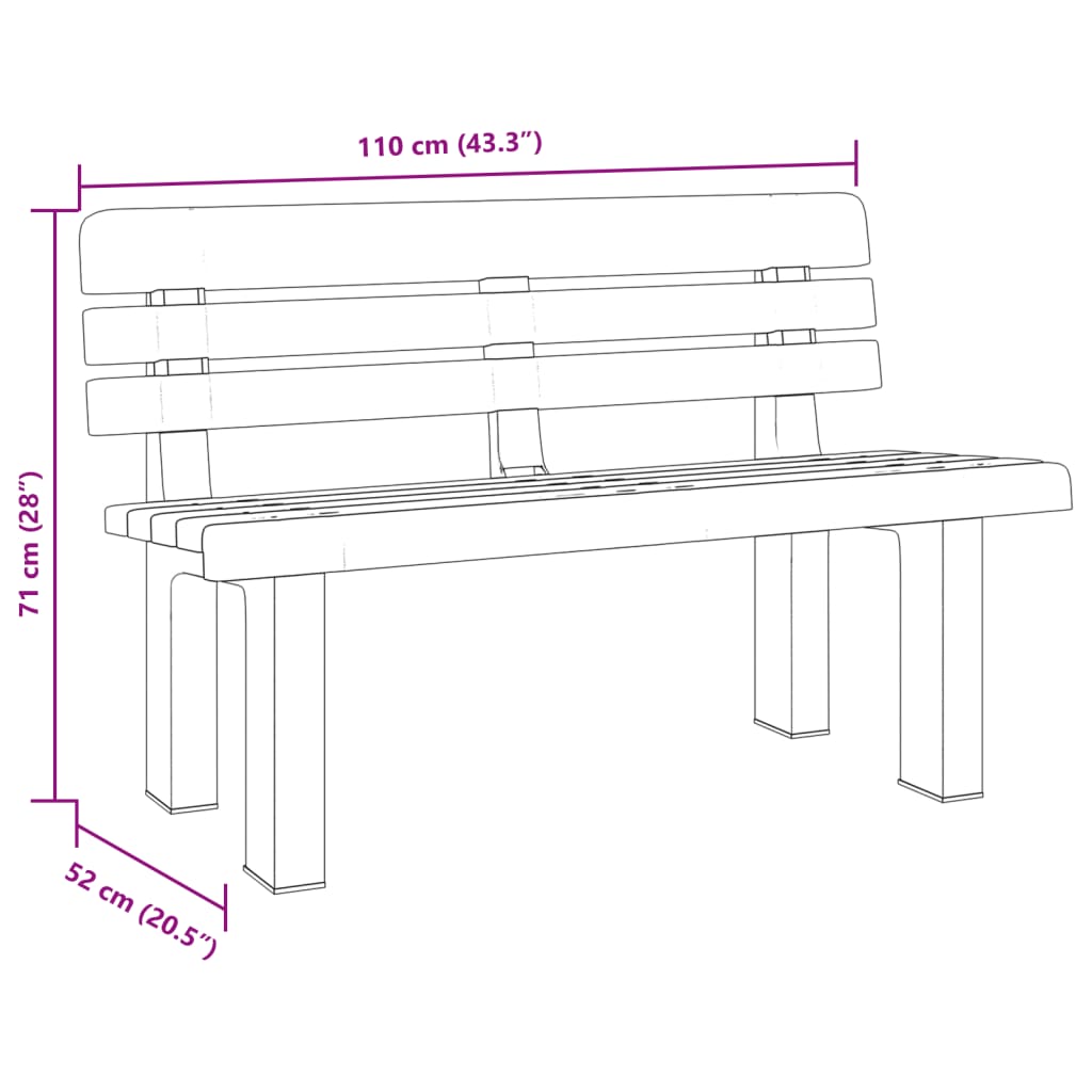 Panchina da Giardino Verde 110x52x71 cm in Polipropilene | homemem39