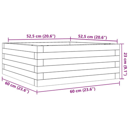 White Garden Planter 60x60x23 cm Solid Pine Wood