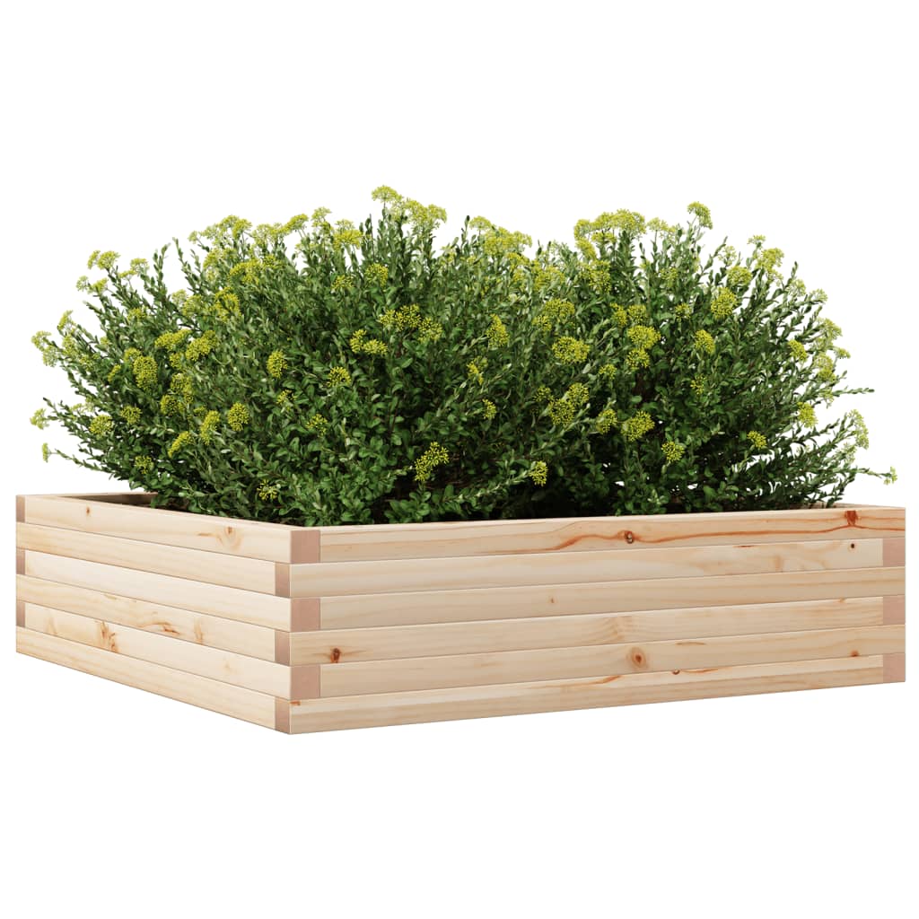 Garden planter 90x90x23 cm in solid pine wood