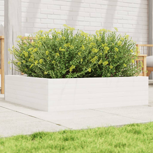 White Garden Planter 90x90x23 cm Solid Pine Wood
