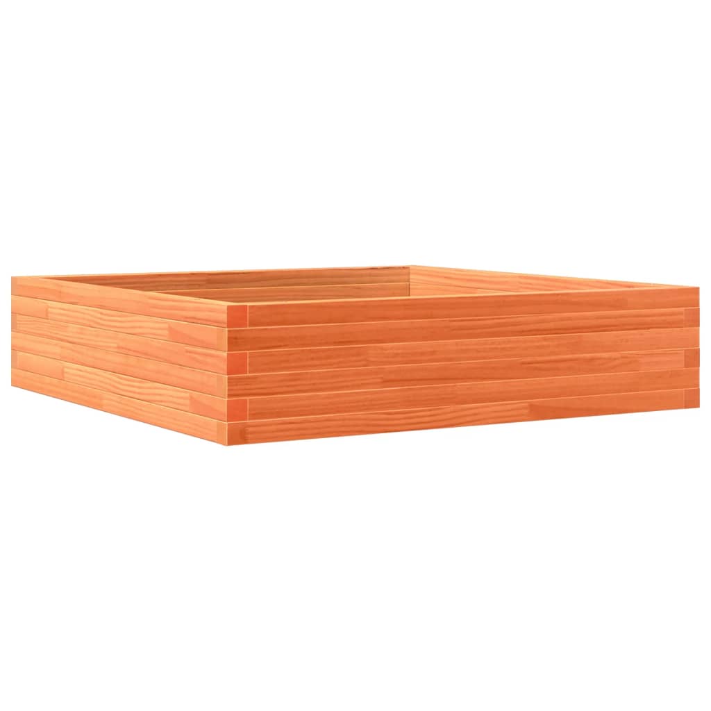 Brown Wax Garden Planter 100x100x23 Solid Pine Wood