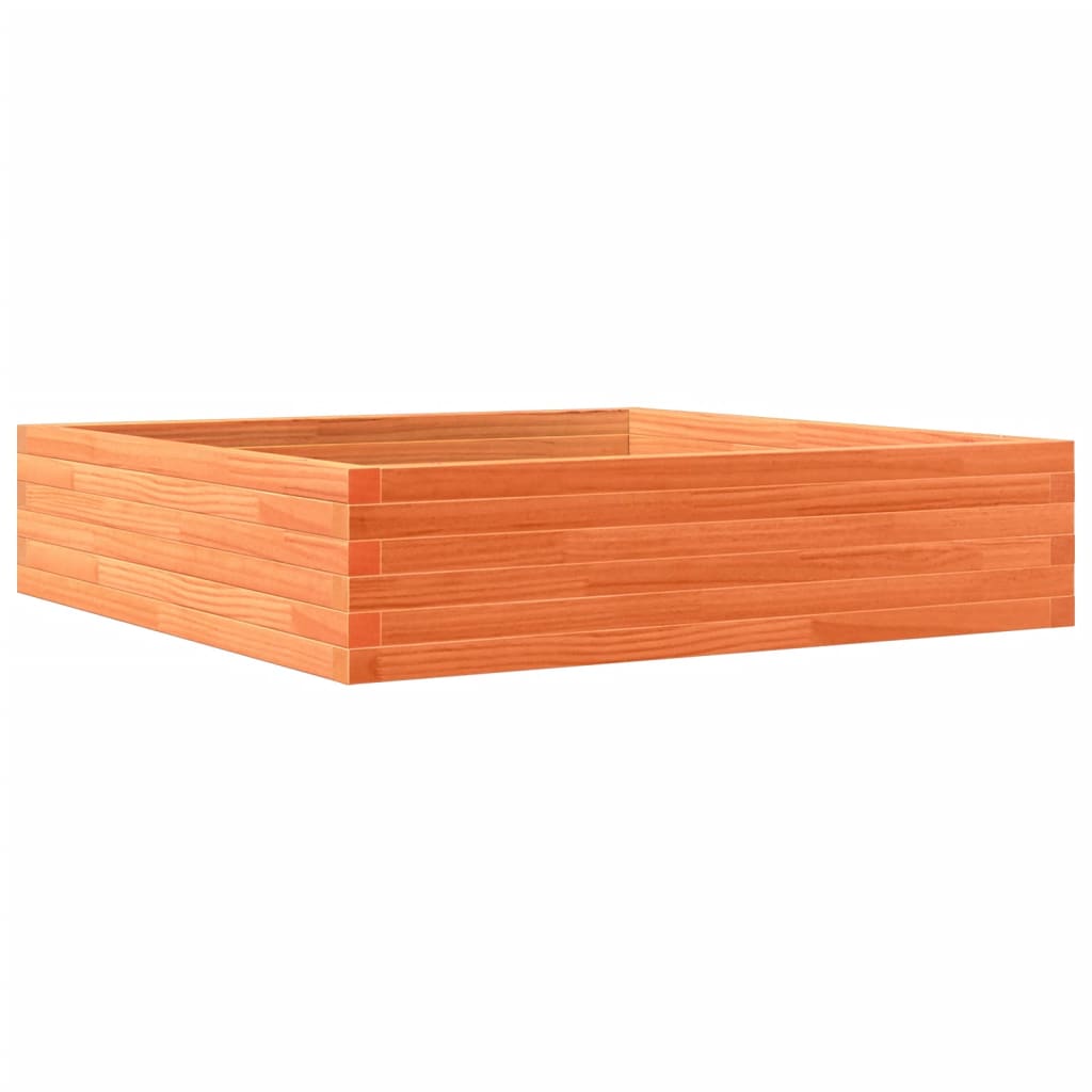 Brown Wax Garden Planter 100x100x23 Solid Pine Wood