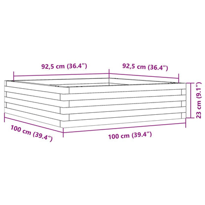 Brown Wax Garden Planter 100x100x23 Solid Pine Wood