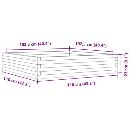 Fioriera Giardino Marrone Cera 110x110x23cm Legno Massello Pino