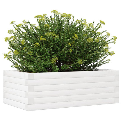 White Garden Planter 70x40x23 cm Solid Pine Wood