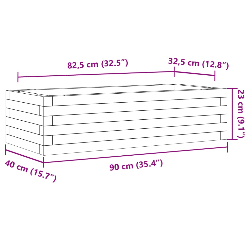 Fioriera da Giardino Bianca 90x40x23 cm Legno Massello di Pino