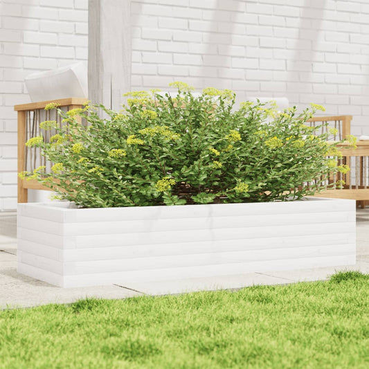 White Garden Planter 110x40x23 cm Solid Pine Wood