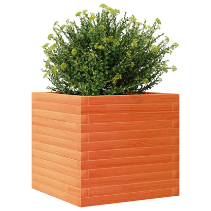 Brown Wax Garden Planter 50x50x45.5cm Solid Pine Wood