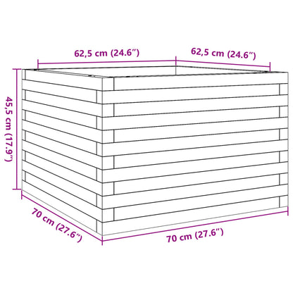 Fioriera Giardino Marrone Cera 70x70x45,5cm Legno Massello Pino