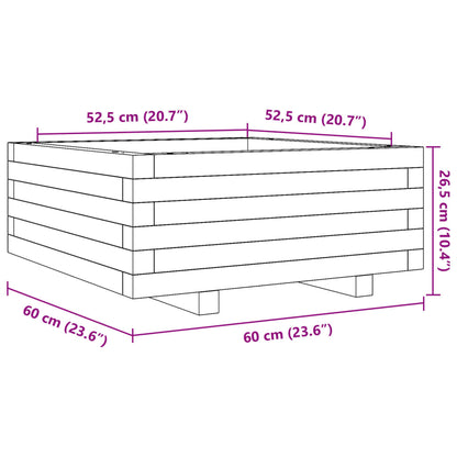 Fioriera da Giardino Bianca 60x60x26,5cm Legno Massello di Pino