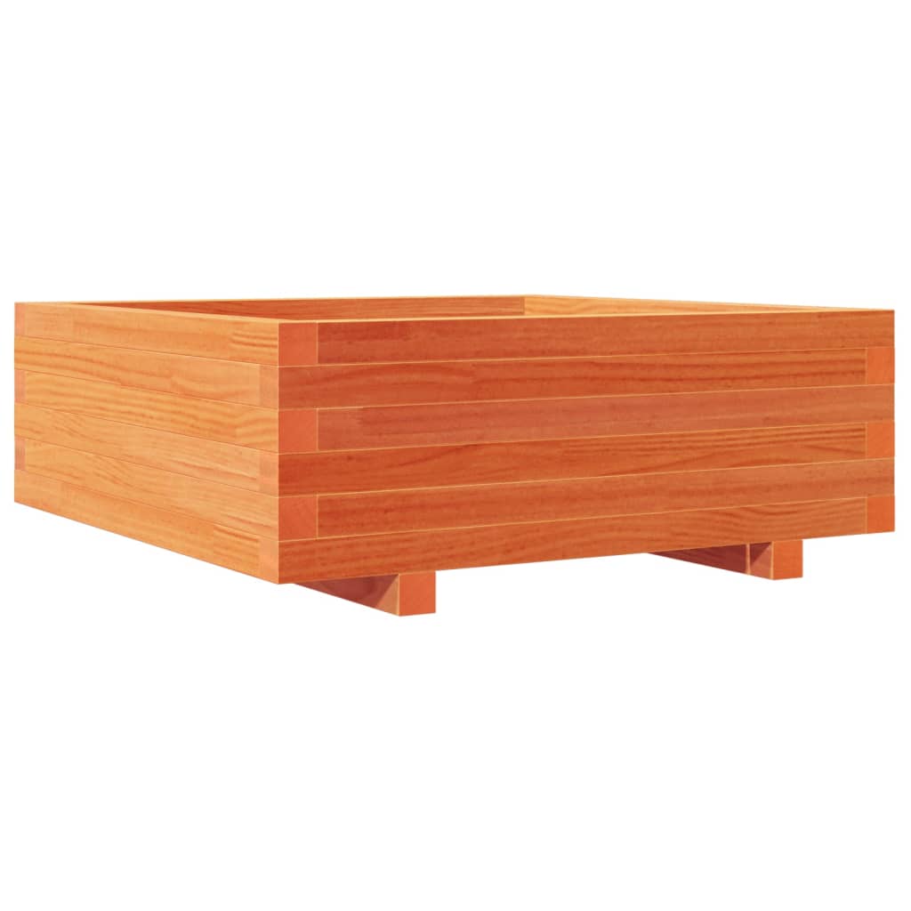 Fioriera Giardino Marrone Cera 70x70x26,5cm Legno Massello Pino