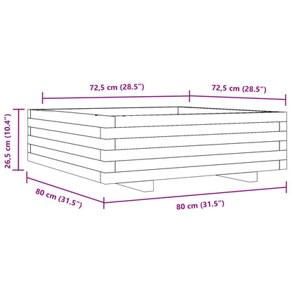 Fioriera Giardino Marrone Cera 80x80x26,5cm Legno Massello Pino