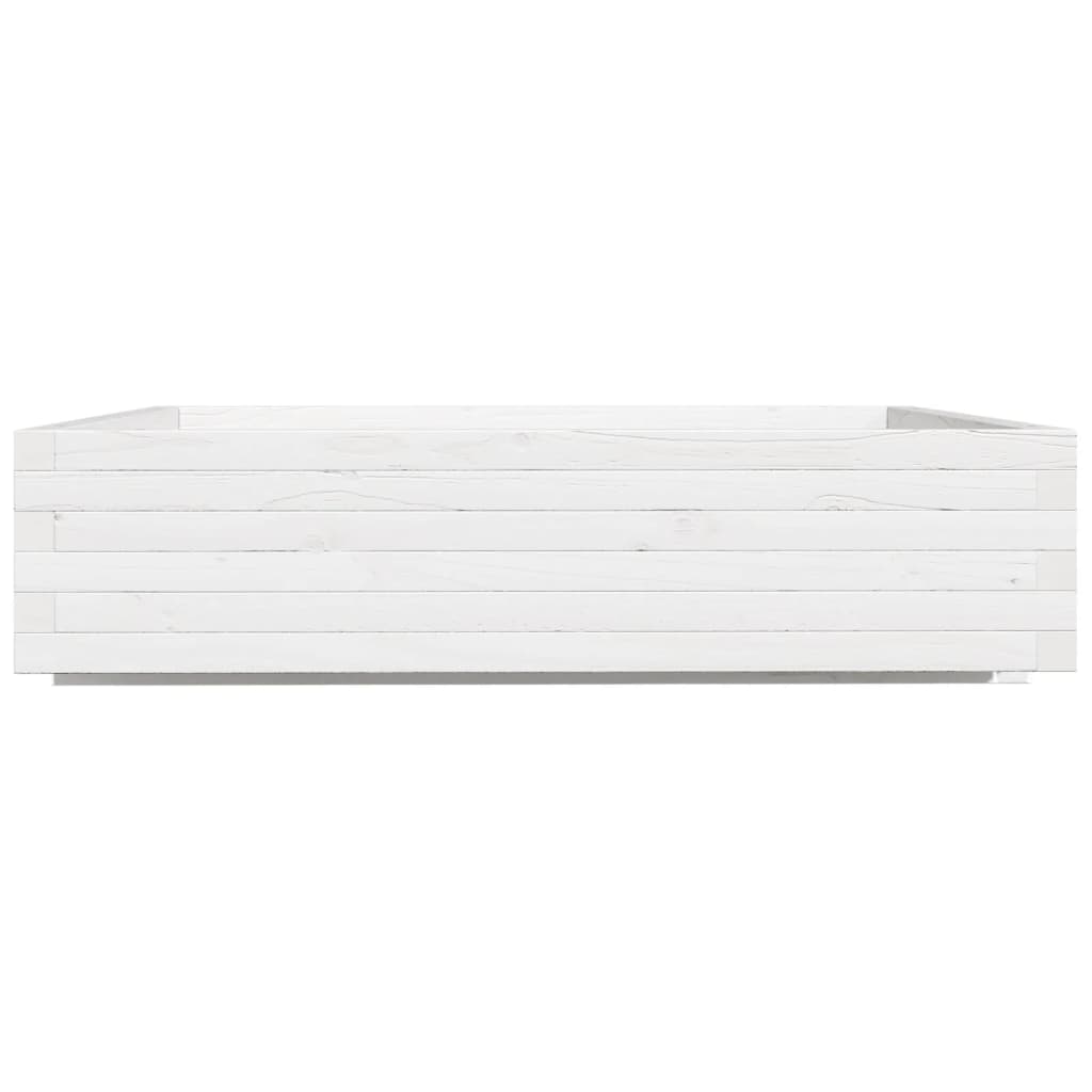 Fioriera da Giardino Bianca 100x100x26,5cm Legno Massello Pino