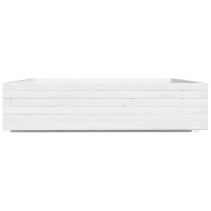 Fioriera da Giardino Bianca 100x100x26,5cm Legno Massello Pino