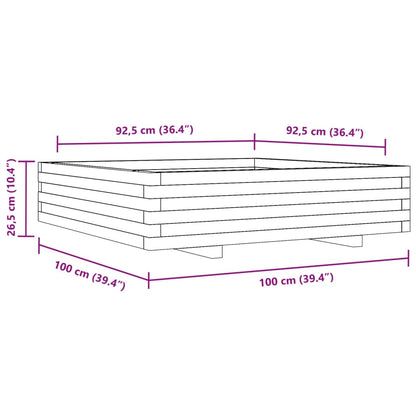 Fioriera da Giardino Bianca 100x100x26,5cm Legno Massello Pino