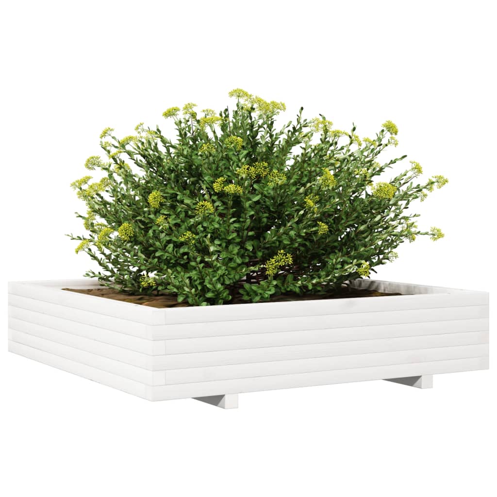 White Garden Planter 110x110x26.5 cm in Pine Wood