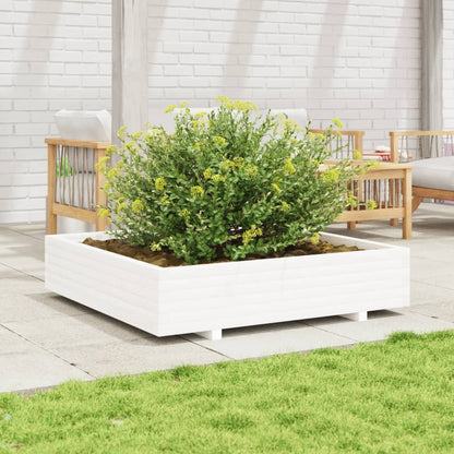 White Garden Planter 110x110x26.5 cm in Pine Wood