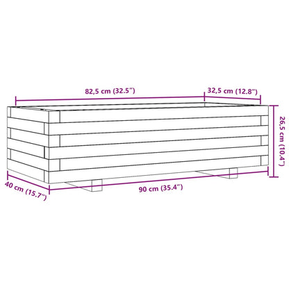 White Garden Planter 90x40x26.5cm Solid Pine Wood