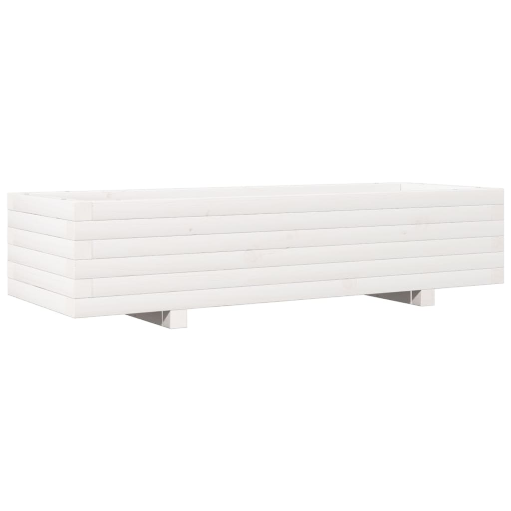 White Garden Planter 110x40x26.5 cm in Pine Wood