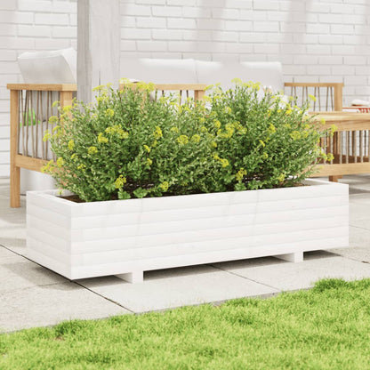 White Garden Planter 110x40x26.5 cm in Pine Wood