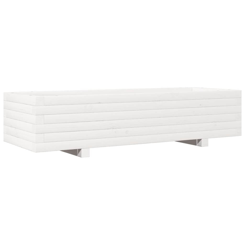 White Garden Planter 110x40x26.5 cm in Pine Wood