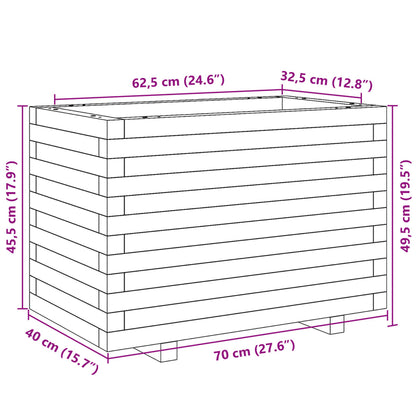 White Garden Planter 70x40x49.5cm Solid Pine Wood