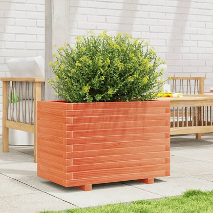 Brown Wax Garden Planter 70x40x49.5cm Solid Pine Wood