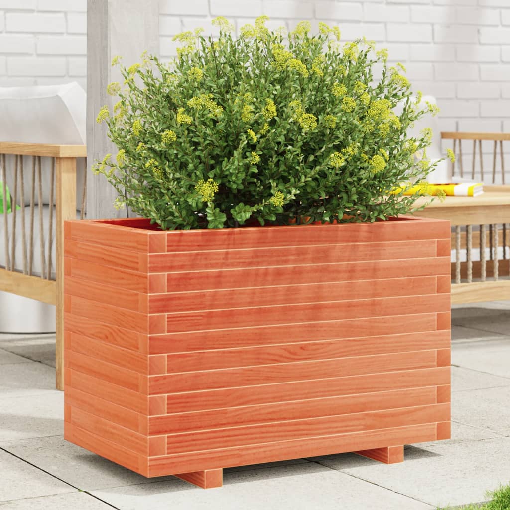 Brown Wax Garden Planter 70x40x49.5cm Solid Pine Wood