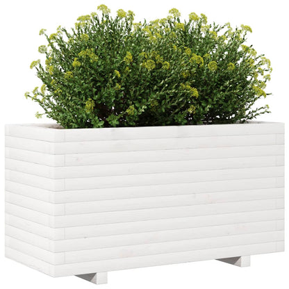 Fioriera da Giardino Bianca 90x40x49,5cm Legno Massello di Pino