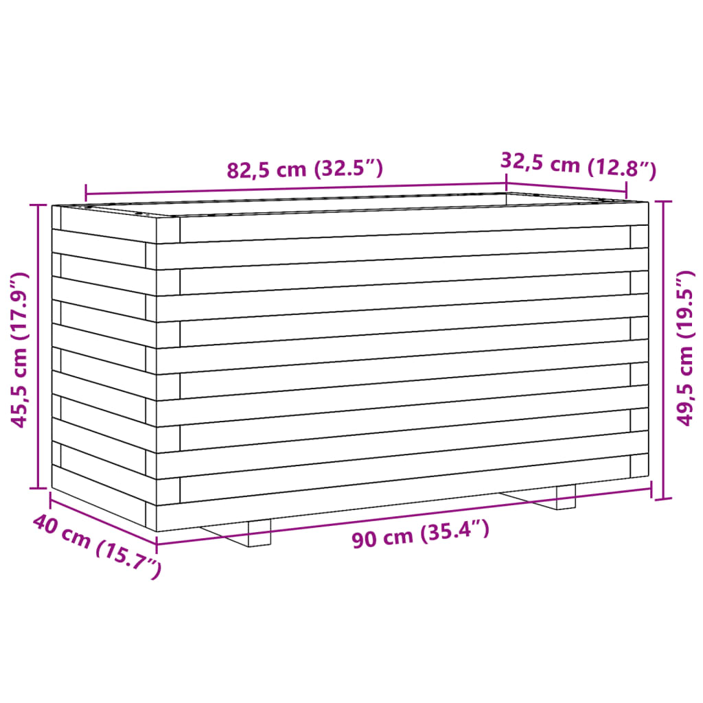 Fioriera da Giardino 90x40x49,5 cm in Legno di Pino Impregnato