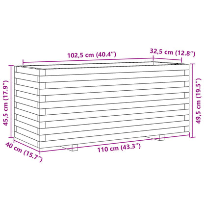 Fioriera da Giardino 110x40x49,5 cm in Legno Massello di Pino